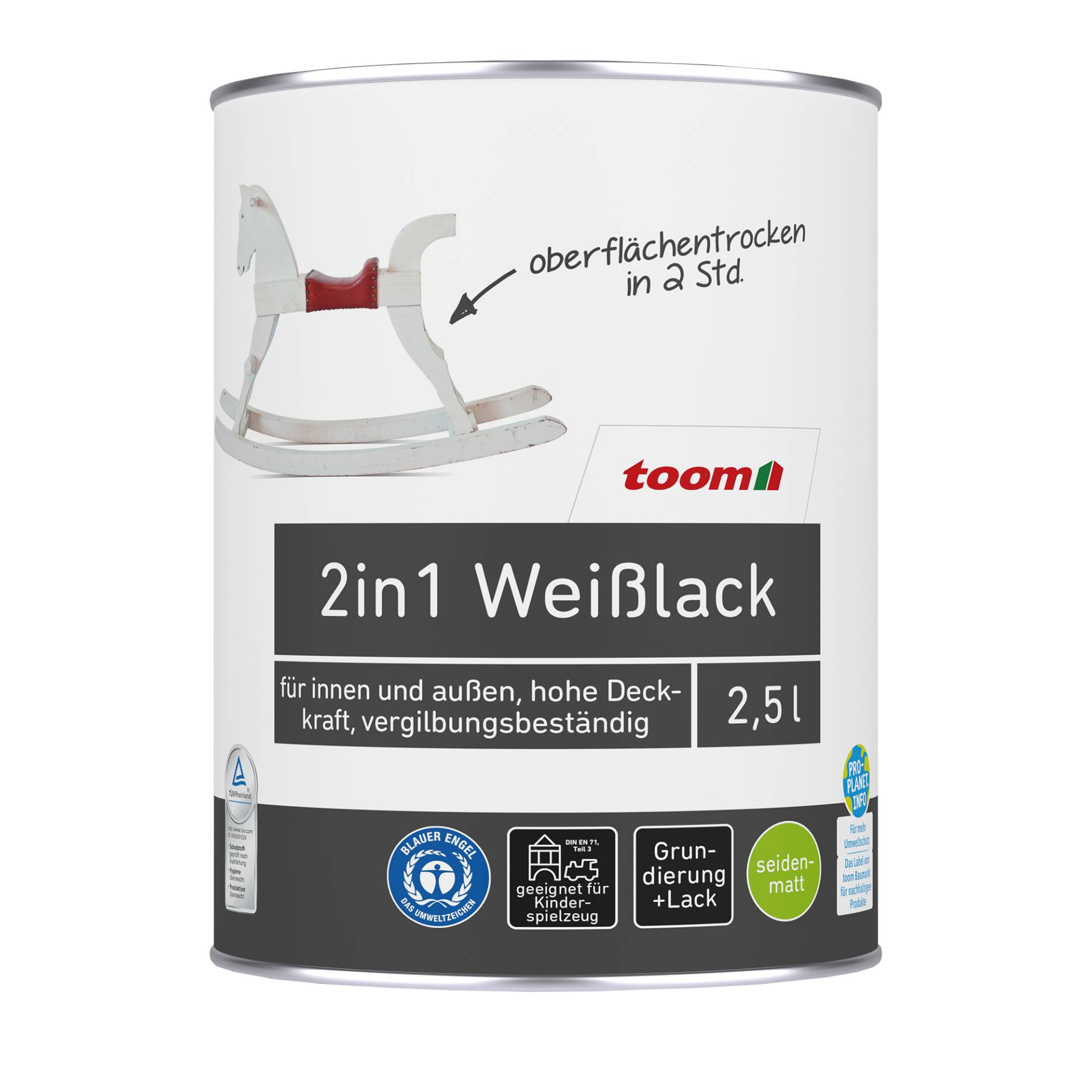 toom 2in1 Weißlack seidenmatt 2,5 l toom 2in1 Weißlack seidenmatt 2,5 l von toom