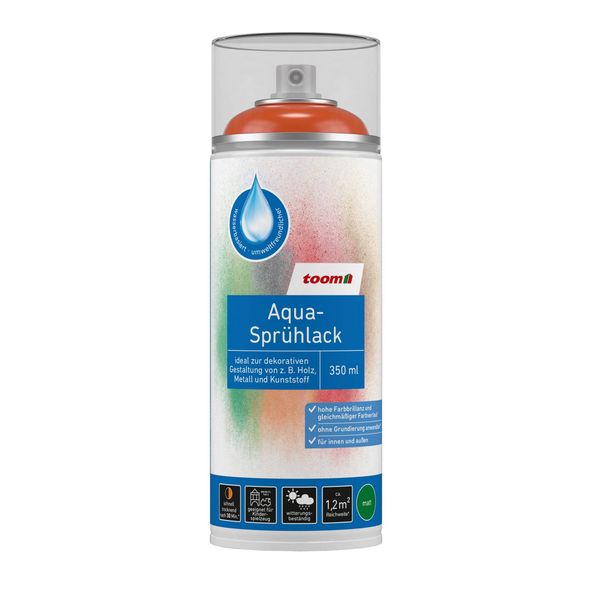 toom Aqua-Sprühlack 'Feuerglut' orange glänzend 350 ml von toom