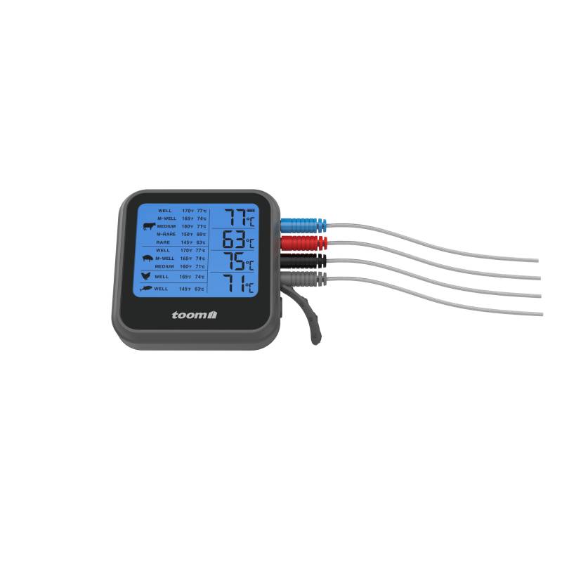 toom Digitales Grillthermometer Edelstahl 4 Messfühler von toom