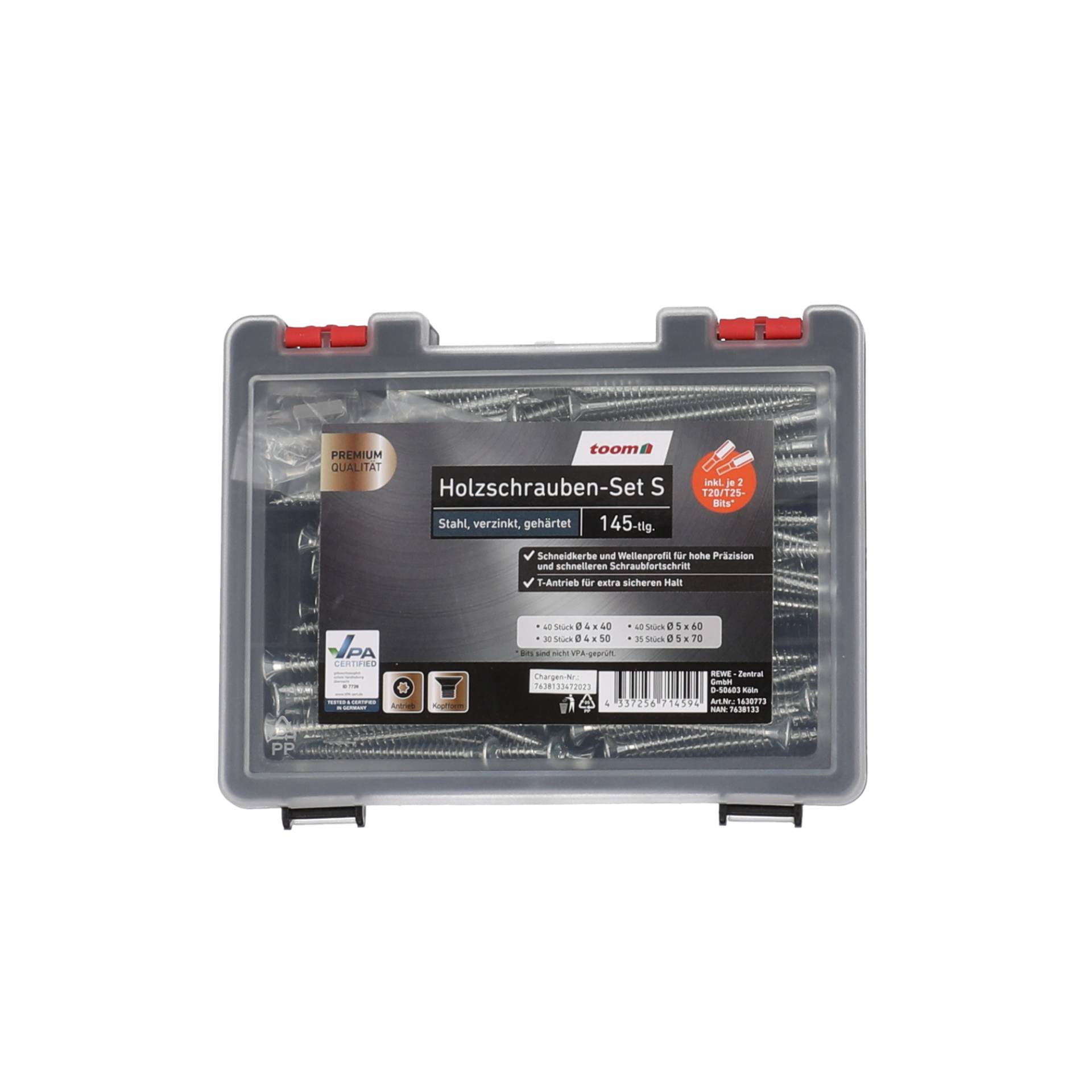 toom Holzschrauben-Set Torx Stahl 145-teilig toom Holzschrauben-Set Torx Stahl 145-teilig von toom
