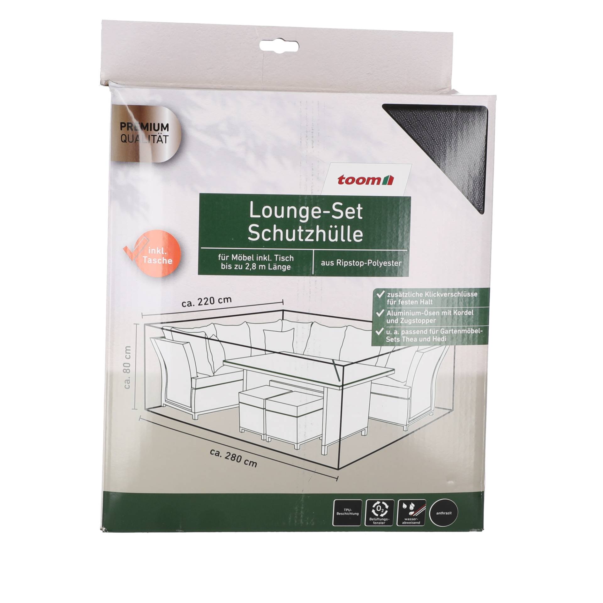 toom Lounge-Set-Schutzhülle für Möbel inkl. Tisch bis zu 2,8 m Länge toom Lounge-Set-Schutzhülle für Möbel inkl. Tisch bis zu 2,8 m Länge von toom