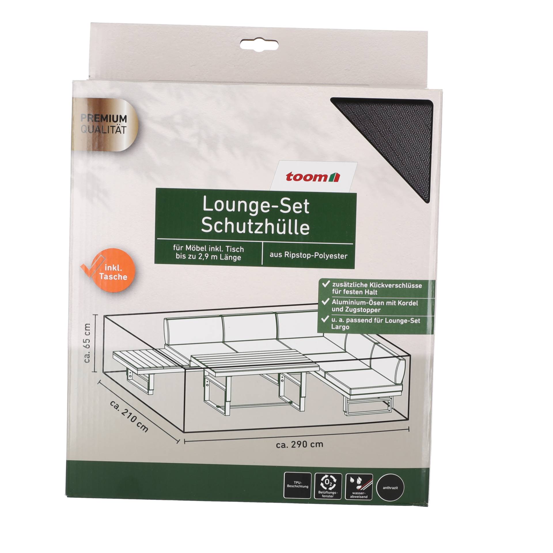 toom Lounge-Set-Schutzhülle für Möbel inkl. Tisch bis zu 2,9 m Länge toom Lounge-Set-Schutzhülle für Möbel inkl. Tisch bis zu 2,9 m Länge von toom
