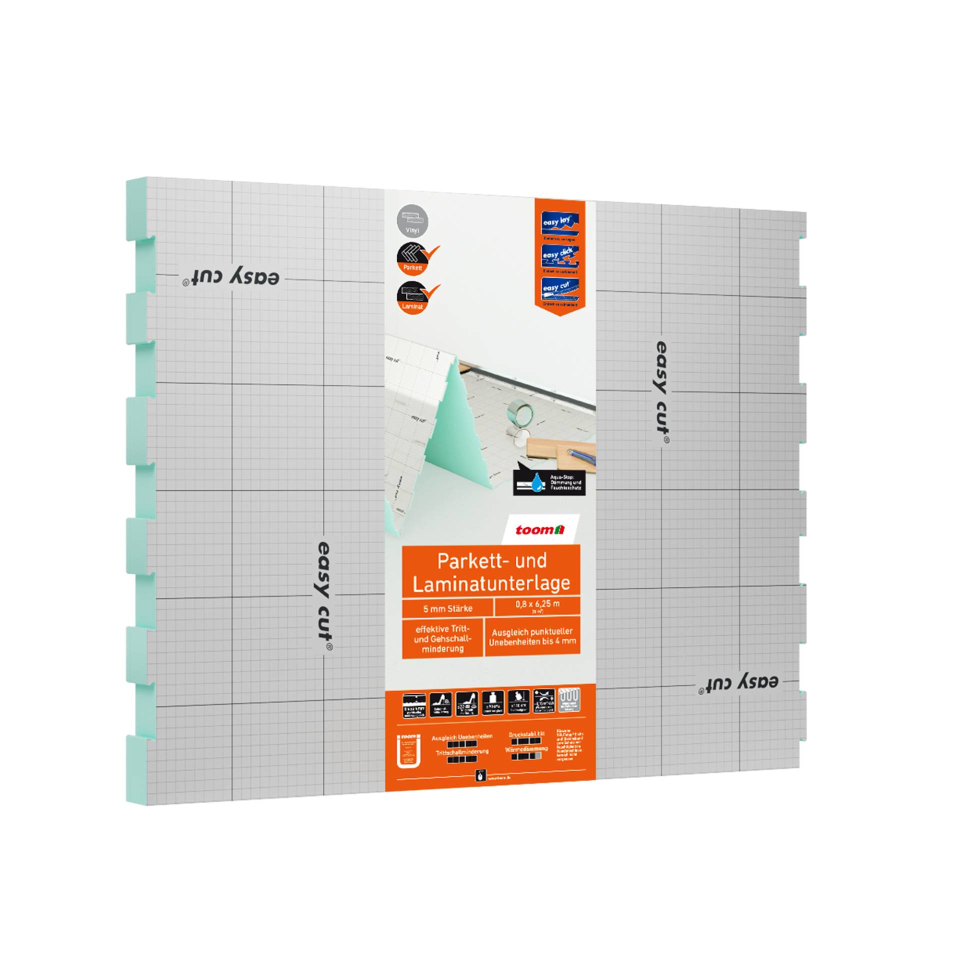 toom Parkett- und Laminatunterlage 'Aquastop' 5 mm, 0,8 x 6,25 m, 5 m² toom Parkett- und Laminatunterlage 'Aquastop' 5 mm, 0,8 x 6,25 m, 5 m² von toom