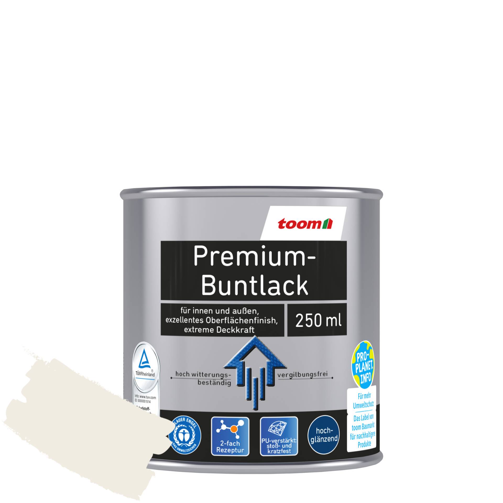 toom Premium-Buntlack 'Bergkristall' cremeweiß glänzend 250 ml toom Premium-Buntlack 'Bergkristall' cremeweiß glänzend 250 ml von toom