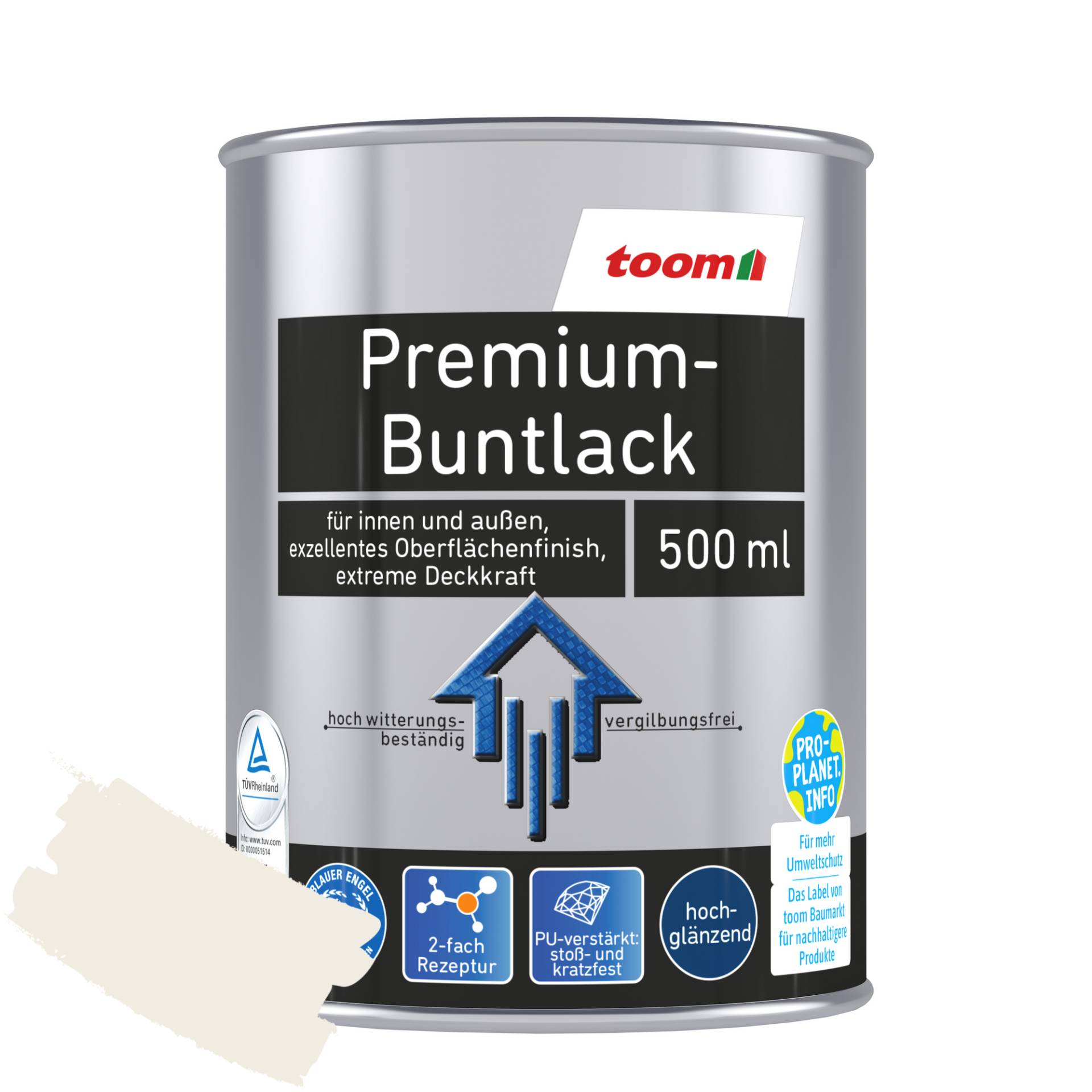 toom Premium-Buntlack 'Bergkristall' cremeweiß glänzend 500 ml toom Premium-Buntlack 'Bergkristall' cremeweiß glänzend 500 ml von toom