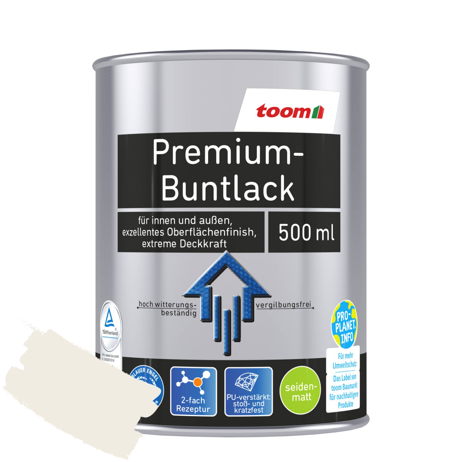 toom Premium-Buntlack 'Bergkristall' cremeweiß seidenmatt 500 ml toom Premium-Buntlack 'Bergkristall' cremeweiß seidenmatt 500 ml von toom