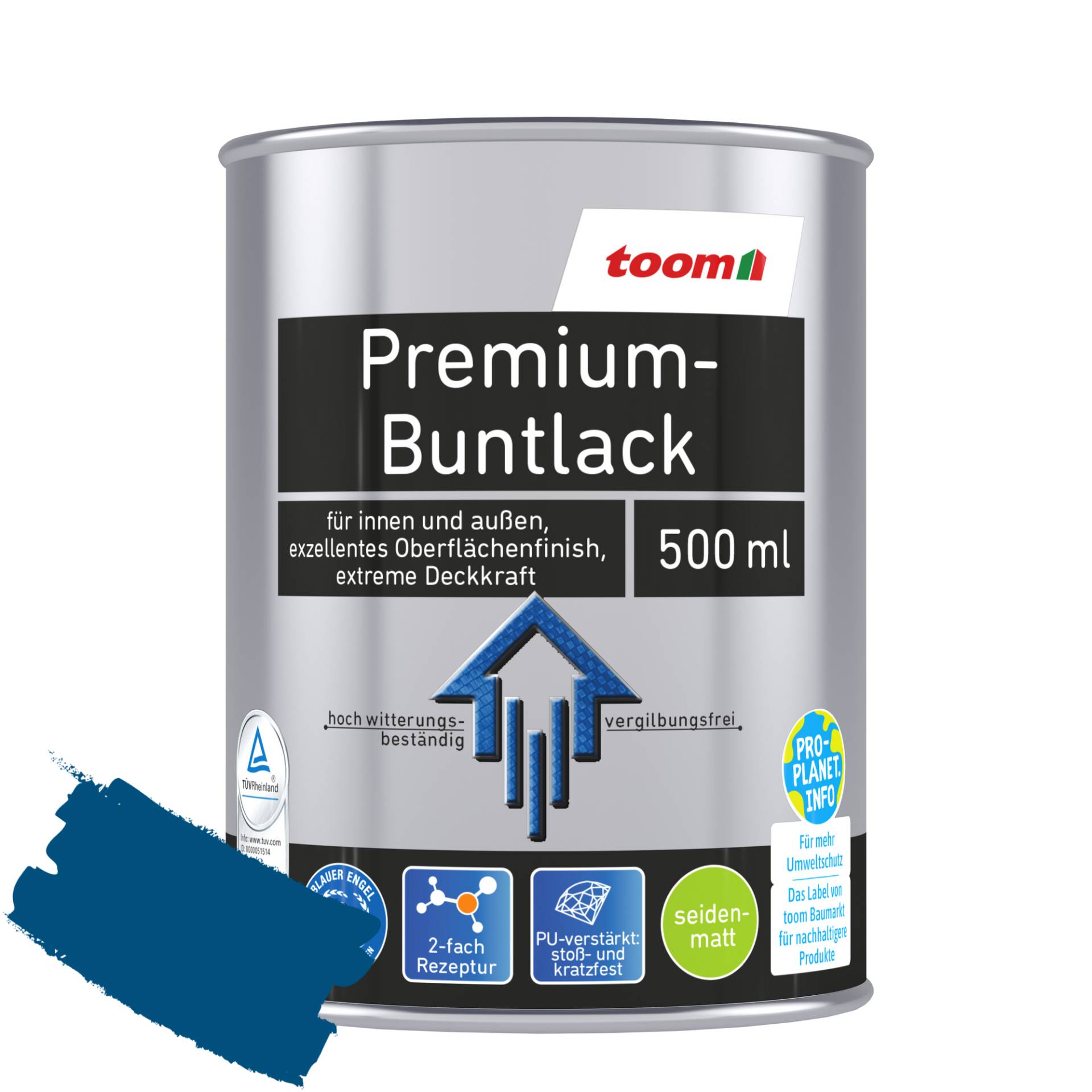 toom Premium-Buntlack enzianblau seidenmatt 500 ml toom Premium-Buntlack enzianblau seidenmatt 500 ml von toom