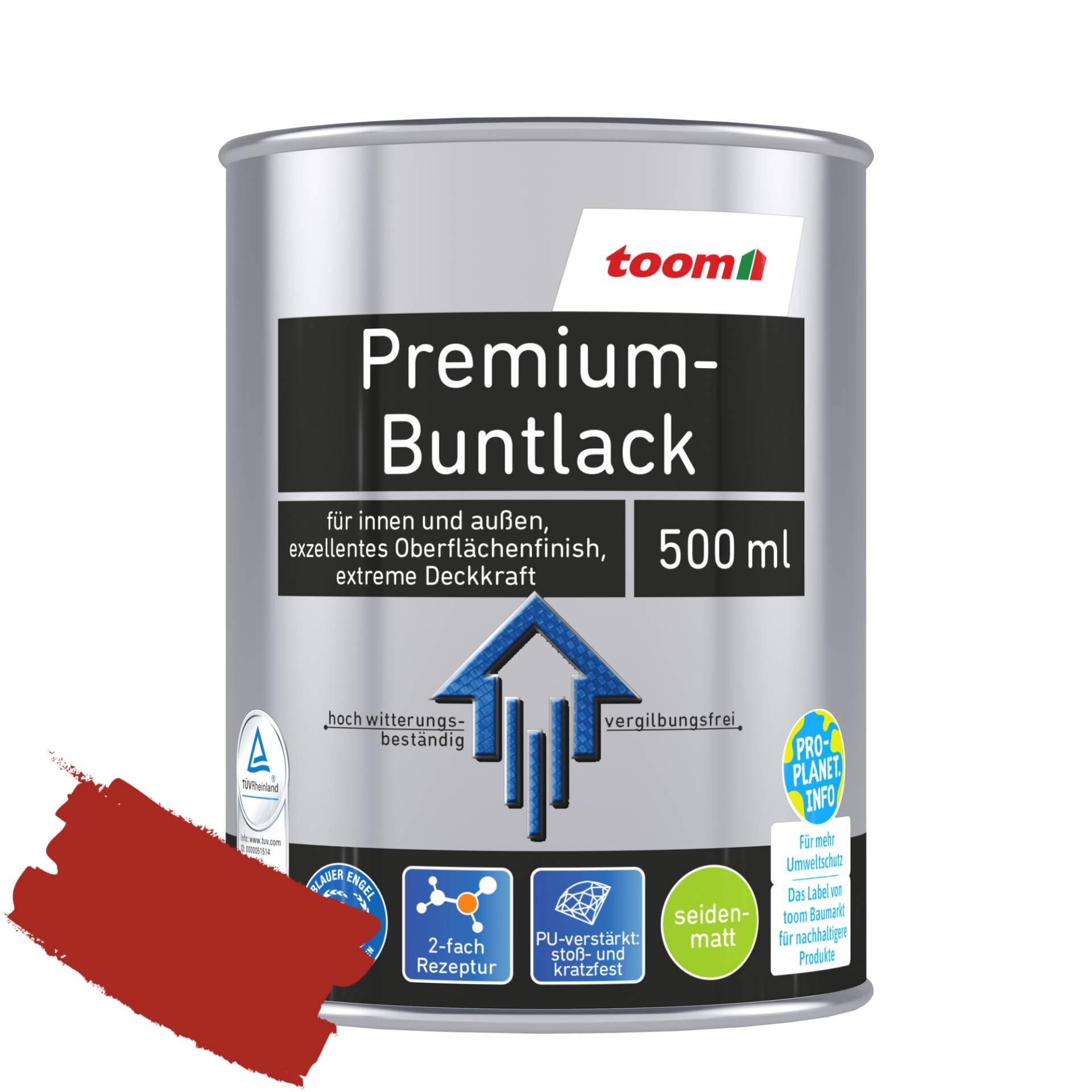 toom Premium-Buntlack feuerrot seidenmatt 500 ml toom Premium-Buntlack feuerrot seidenmatt 500 ml von toom
