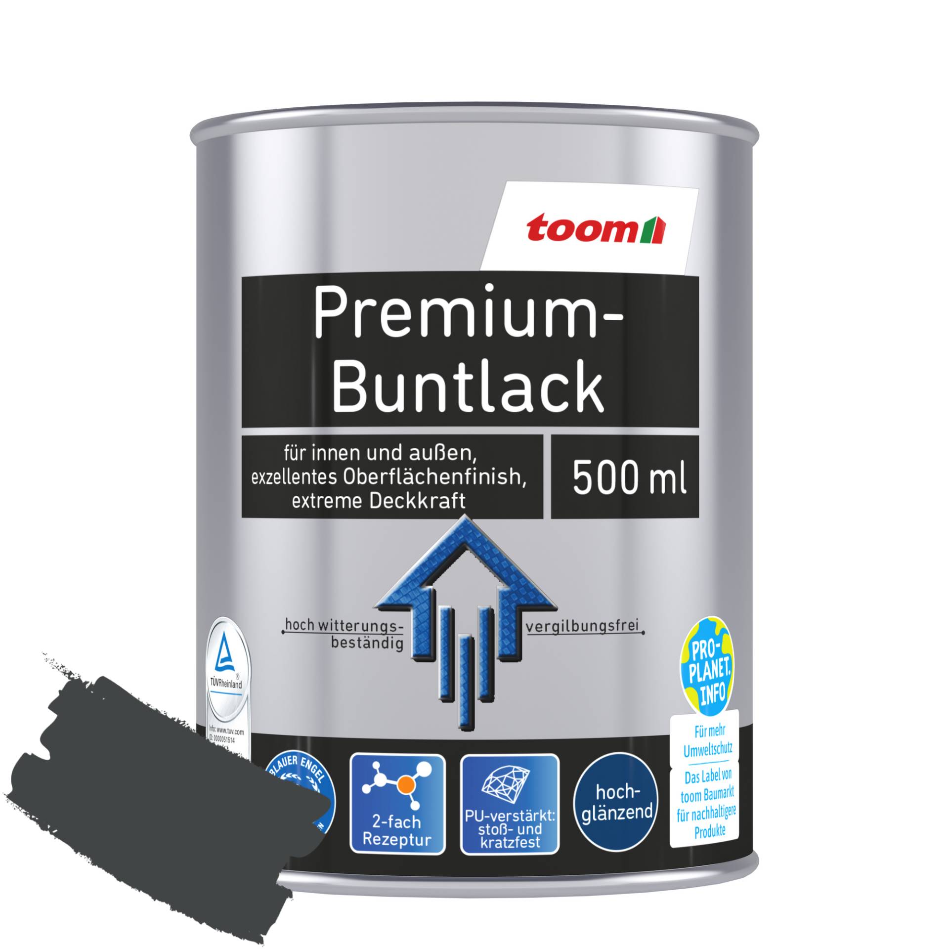 toom Premium-Buntlack grau glänzend 500 ml toom Premium-Buntlack grau glänzend 500 ml von toom
