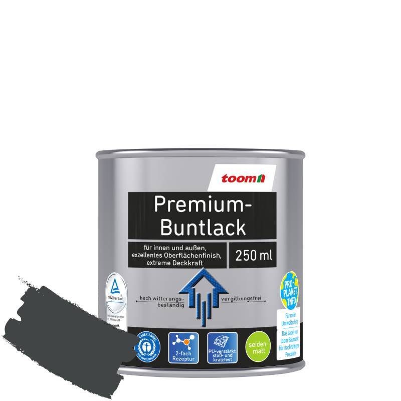 toom Premium-Buntlack grau seidenmatt 250 ml von toom