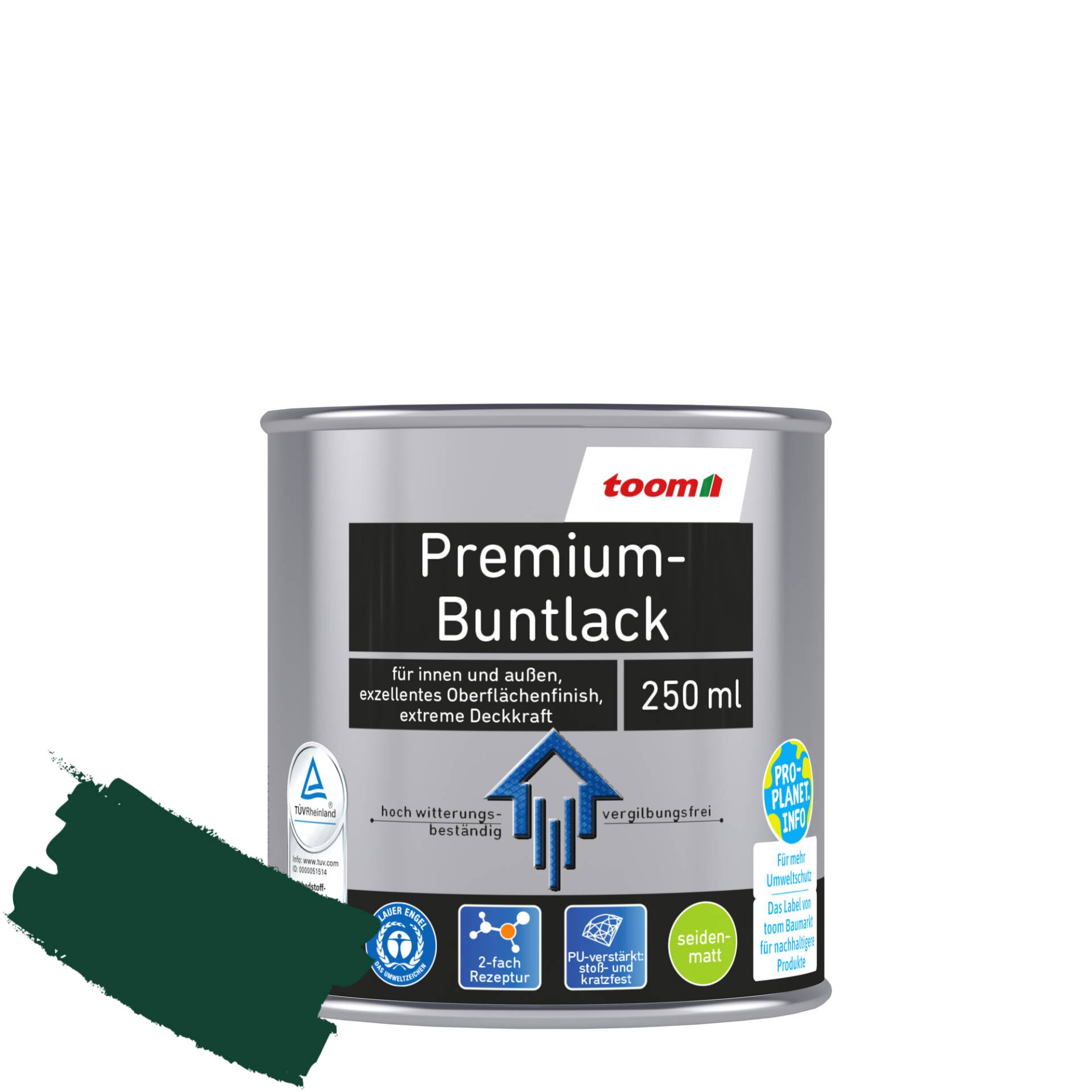 toom Premium-Buntlack moosgrün seidenmatt 250 ml toom Premium-Buntlack moosgrün seidenmatt 250 ml von toom