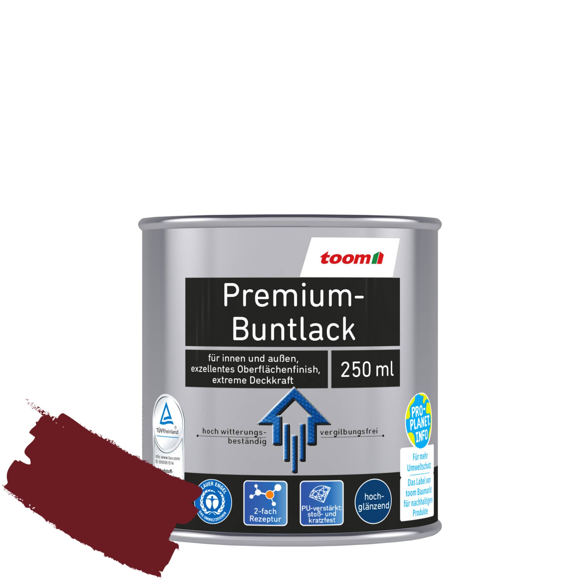 toom Premium-Buntlack purpurrot glänzend 250 ml toom Premium-Buntlack purpurrot glänzend 250 ml von toom