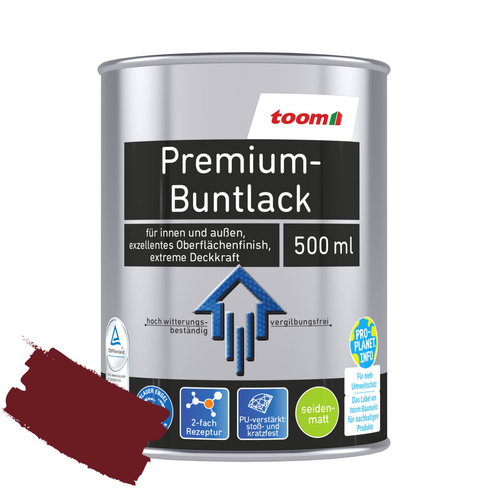 toom Premium-Buntlack purpurrot seidenmatt 500 ml toom Premium-Buntlack purpurrot seidenmatt 500 ml von toom