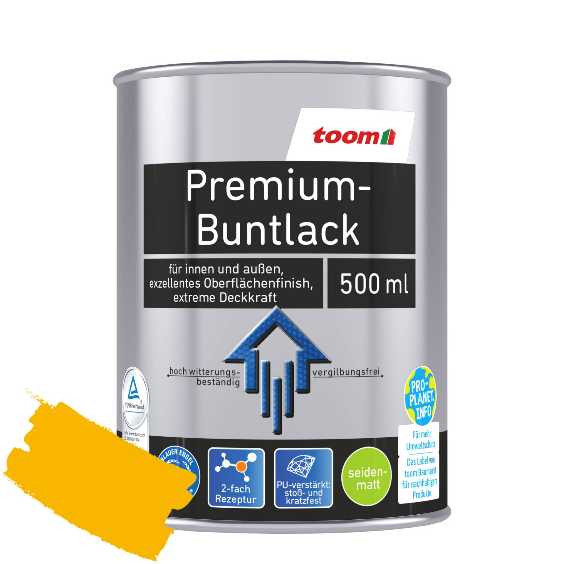toom Premium-Buntlack rapsgelb seidenmatt 500 ml toom Premium-Buntlack rapsgelb seidenmatt 500 ml von toom