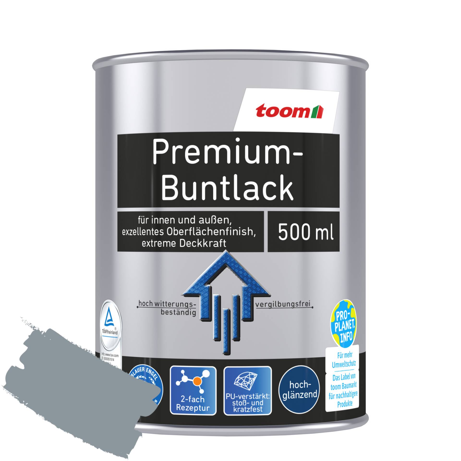 toom Premium-Buntlack silbergrau glänzend 500 ml toom Premium-Buntlack silbergrau glänzend 500 ml von toom