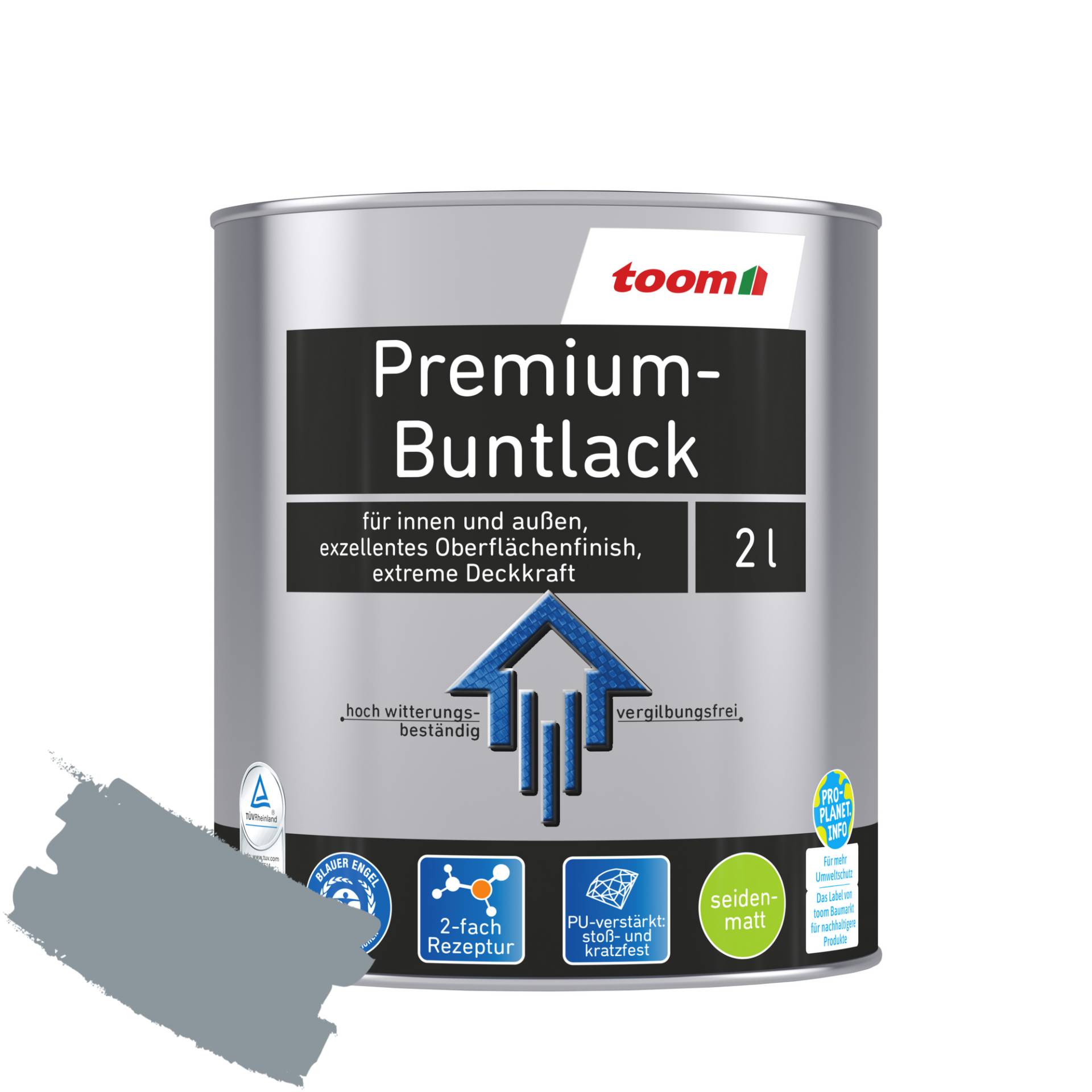 toom Premium-Buntlack silbergrau seidenmatt 2 l toom Premium-Buntlack silbergrau seidenmatt 2 l von toom