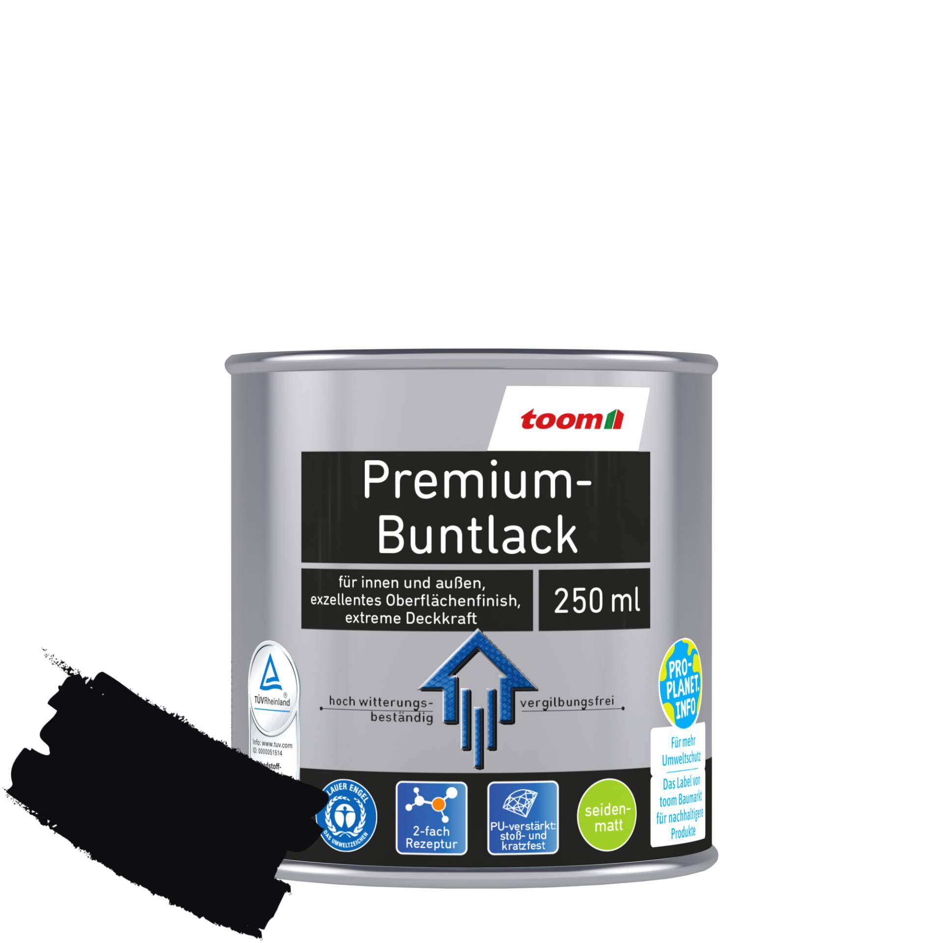 toom Premium-Buntlack tiefschwarz seidenmatt 250 ml toom Premium-Buntlack tiefschwarz seidenmatt 250 ml von toom
