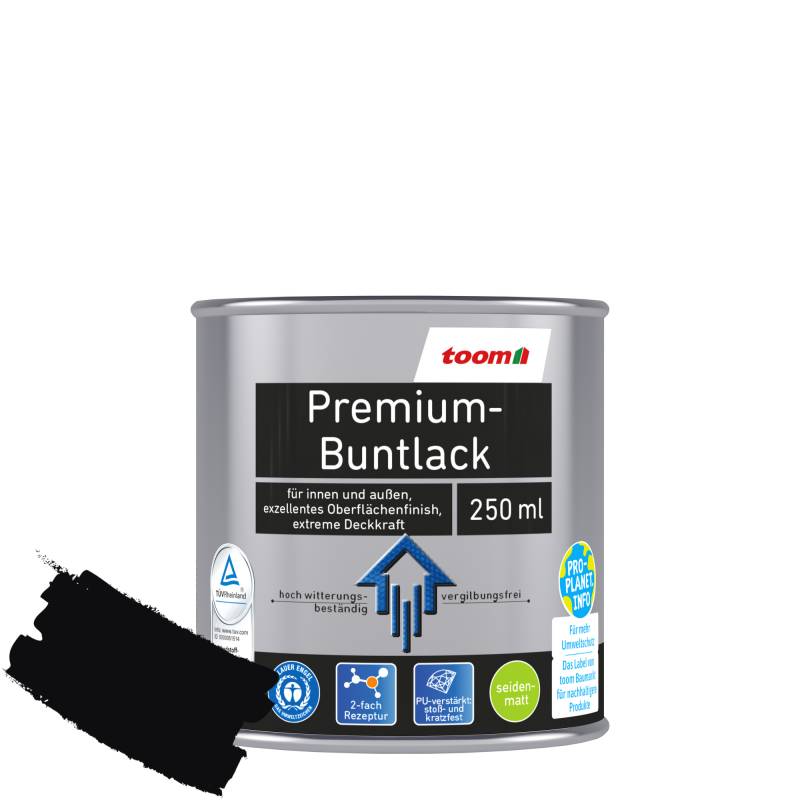 toom Premium-Buntlack tiefschwarz seidenmatt 250 ml von toom