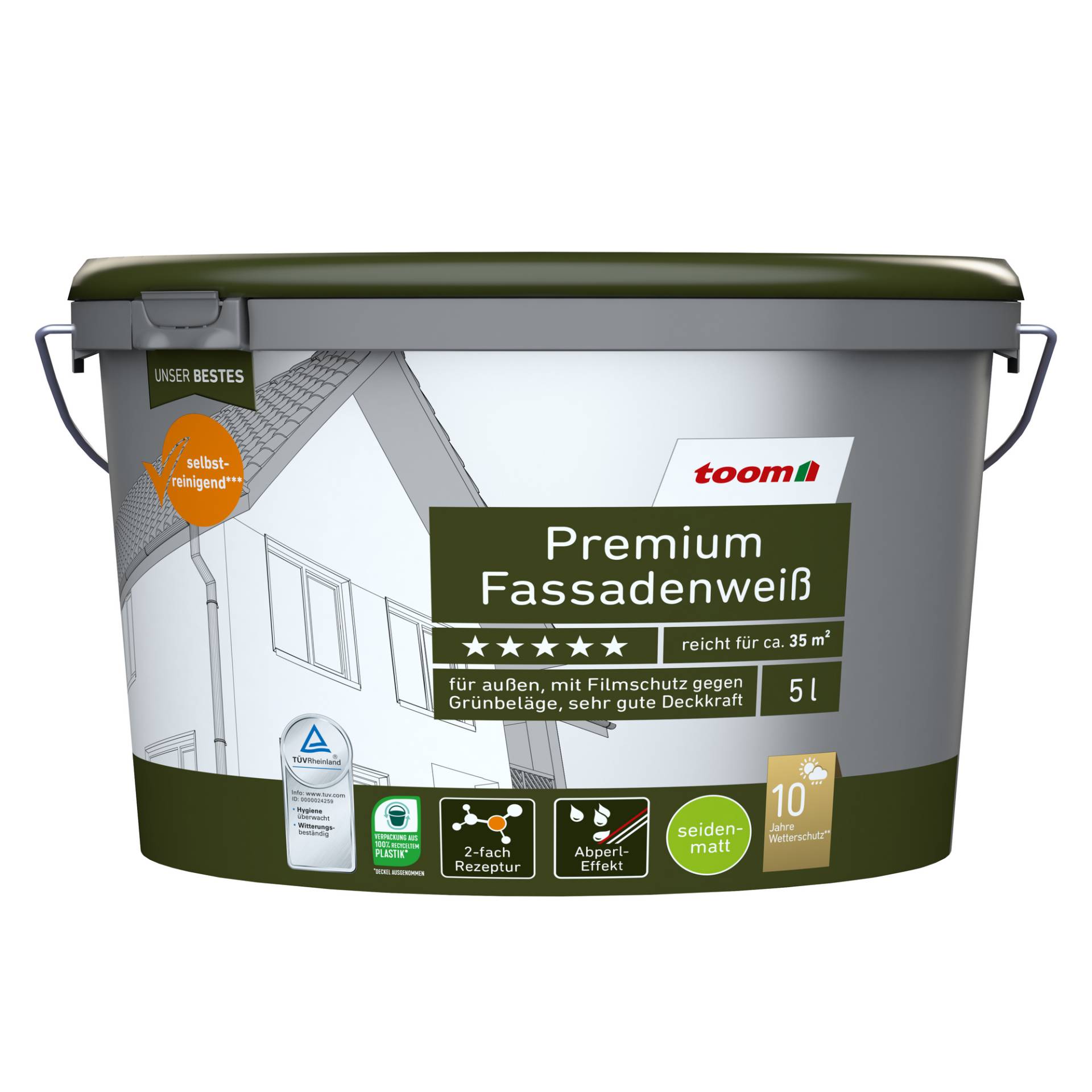 toom Premium-Fassadenweiß seidenmatt 5 l von toom