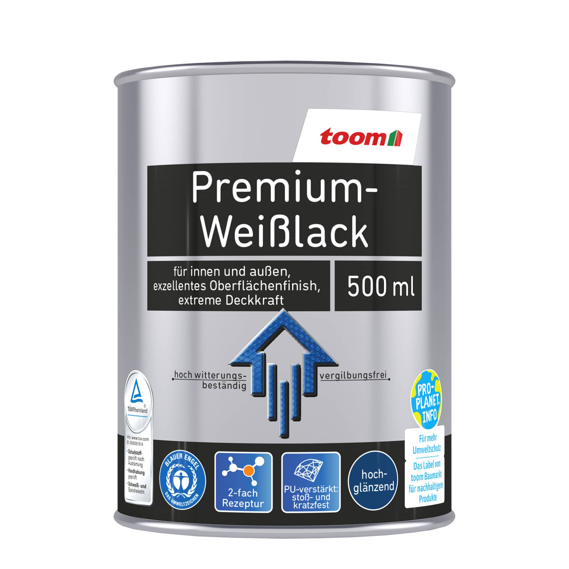 toom Premium-Weißlack glänzend 500 ml von toom