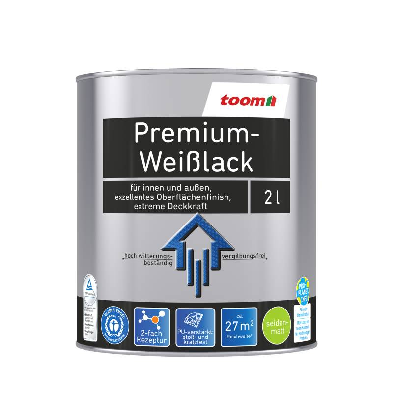 toom Premium-Weißlack seidenmatt 2 l von toom