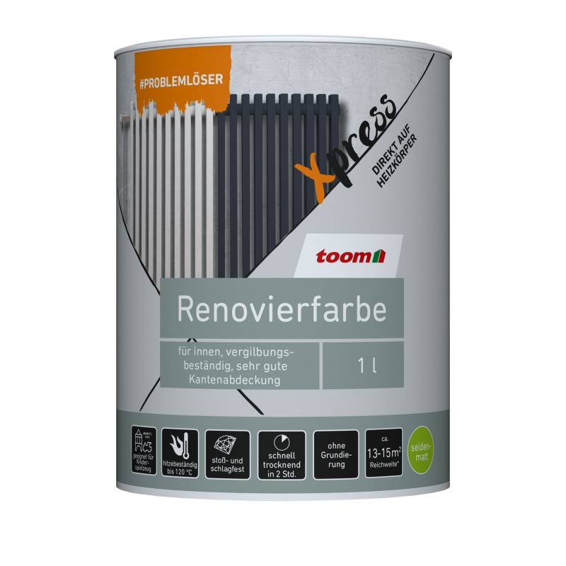 toom Renovierfarbe für Heizkörper weiß seidenmatt 1 l von toom