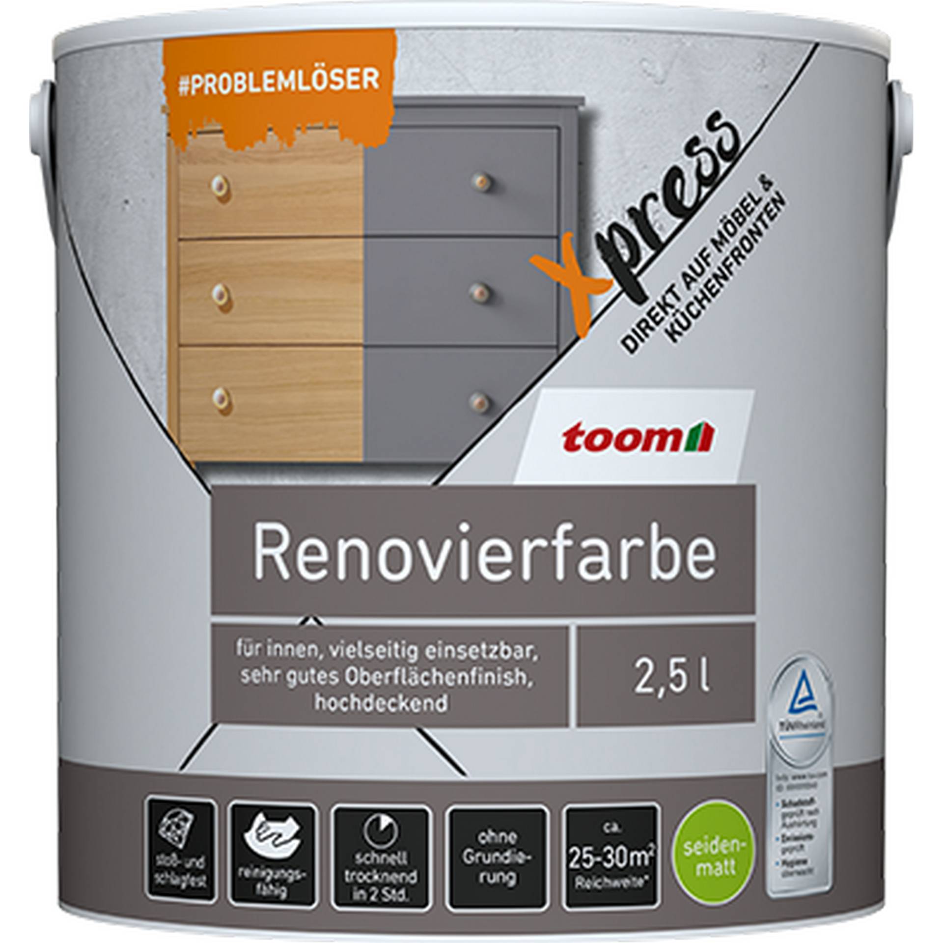 toom Renovierfarbe für Möbel- und Küchenfronten schwarz seidenmatt 2,5 l von toom