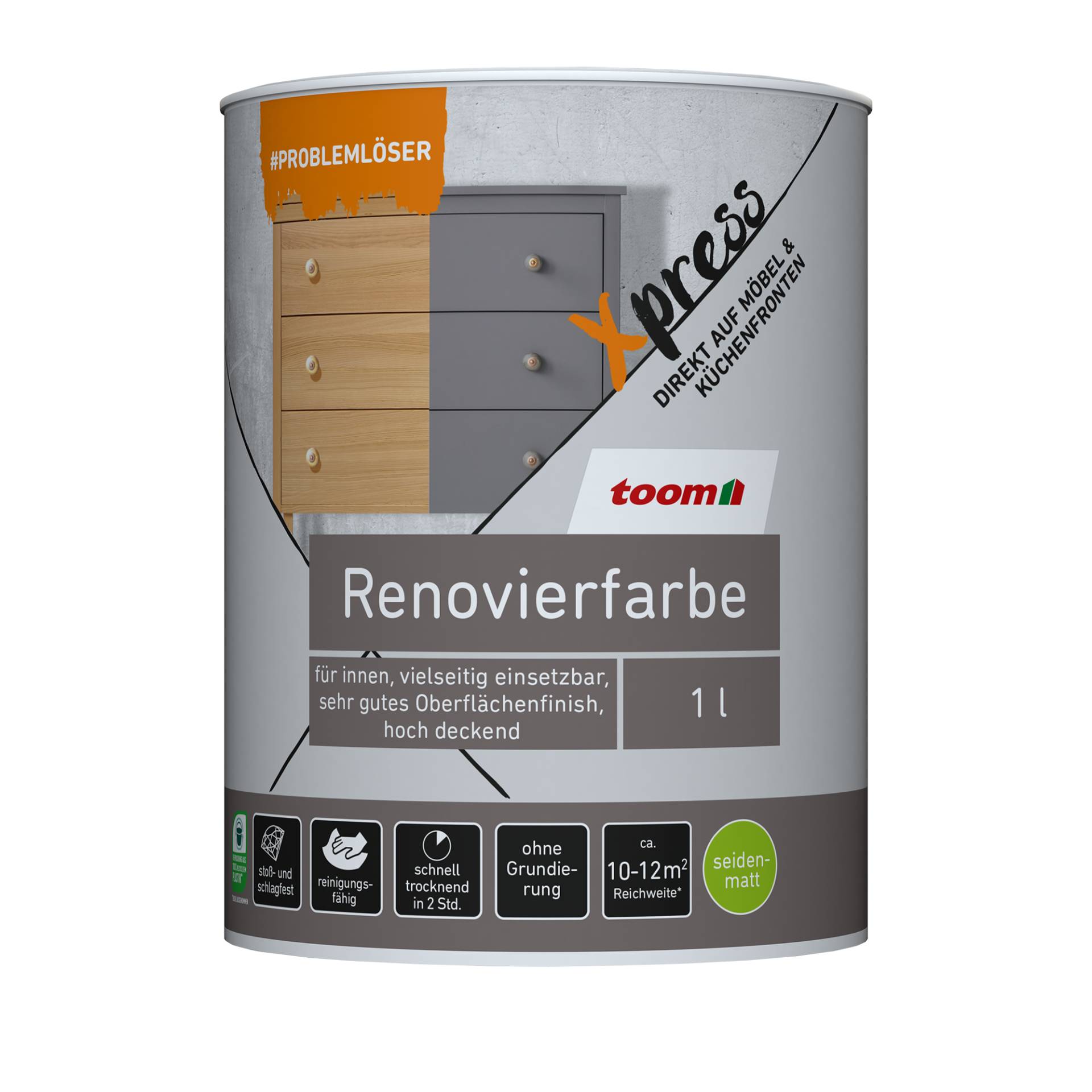 toom Renovierfarbe für Möbel- und Küchenfronten taupe seidenmatt 1 l toom Renovierfarbe für Möbel- und Küchenfronten taupe seidenmatt 1 l von toom