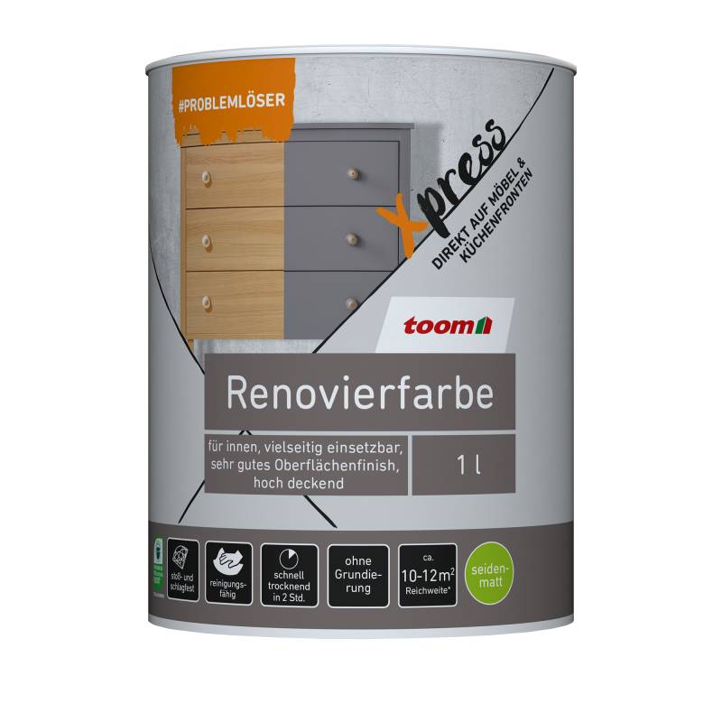 toom Renovierfarbe für Möbel- und Küchenfronten taupe seidenmatt 1 l von toom
