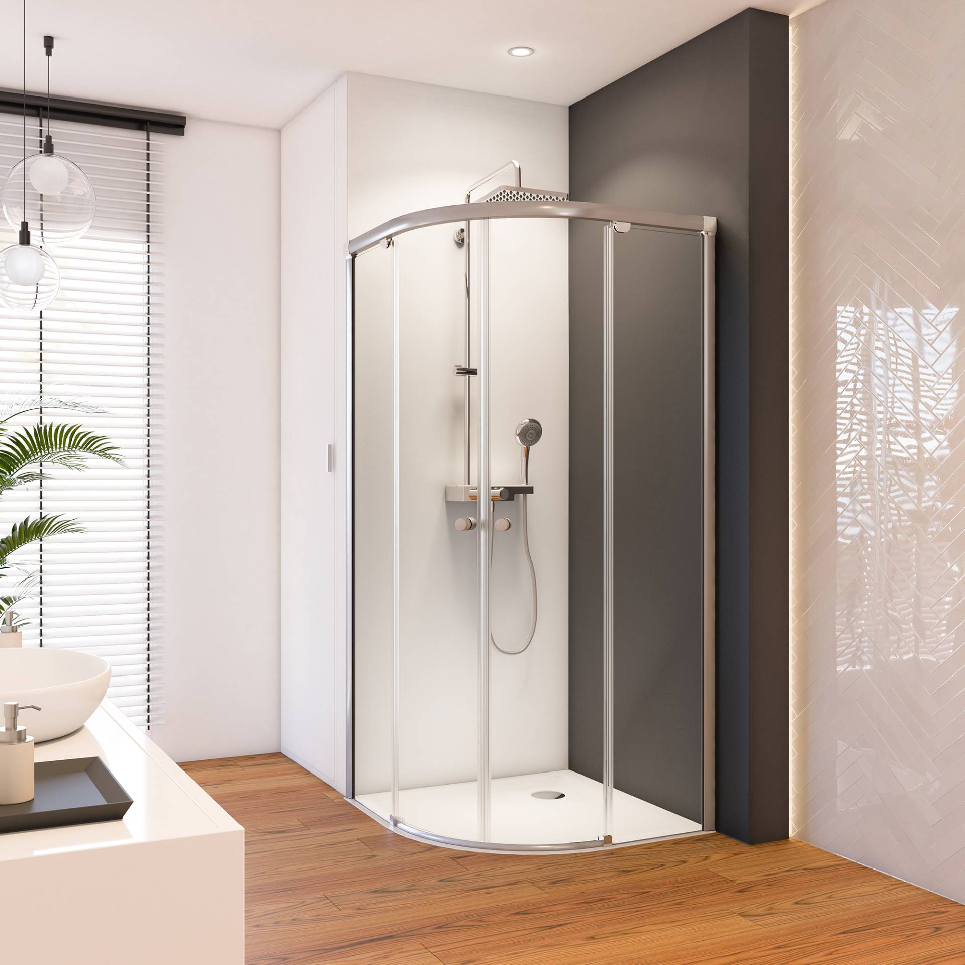 toom Runddusche 'Beta' mit Schiebetür chromfarben 90 x 190 x 90 cm von toom