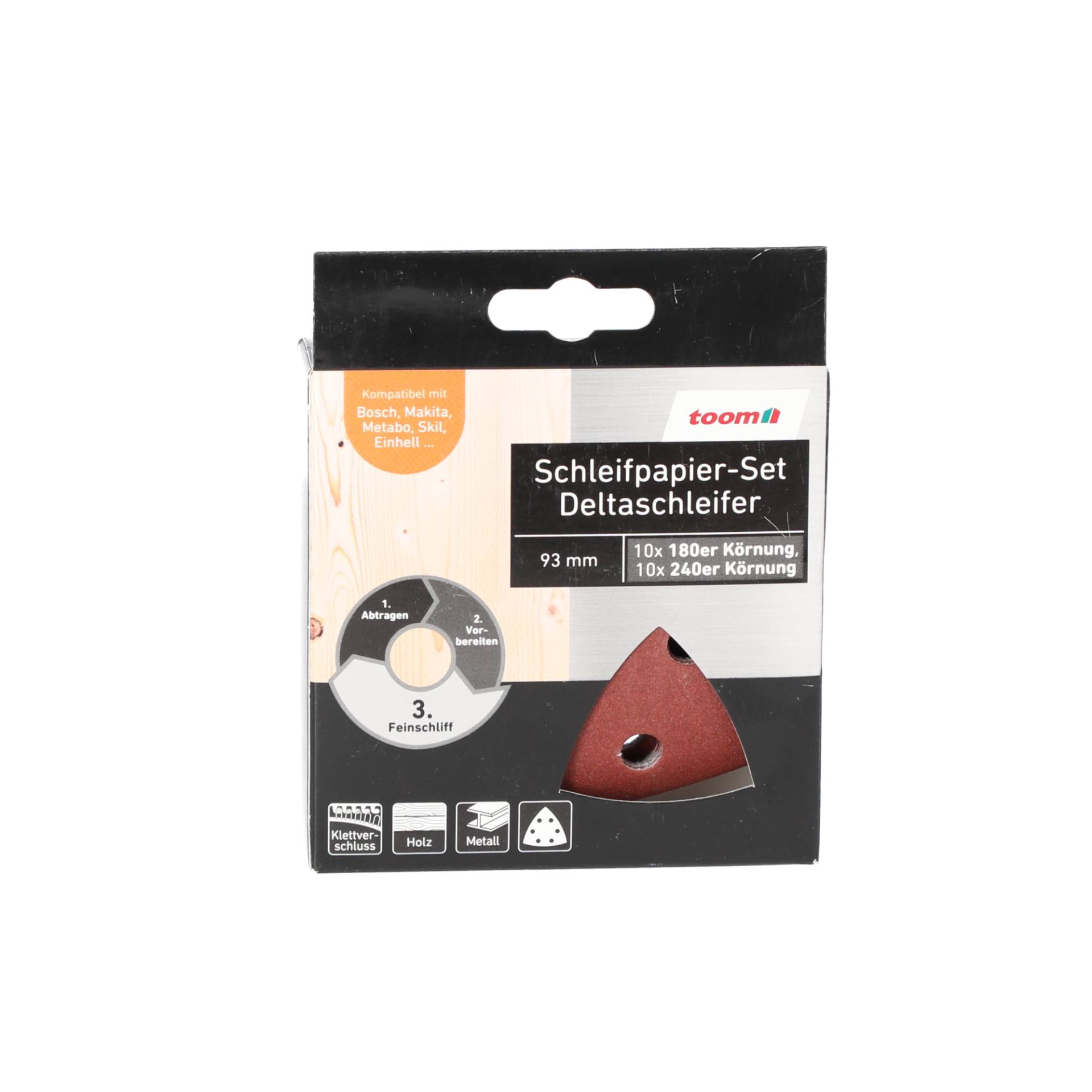 toom Schleifpapier-Set Ø 93 mm, K 180/240, 20 Stück von toom