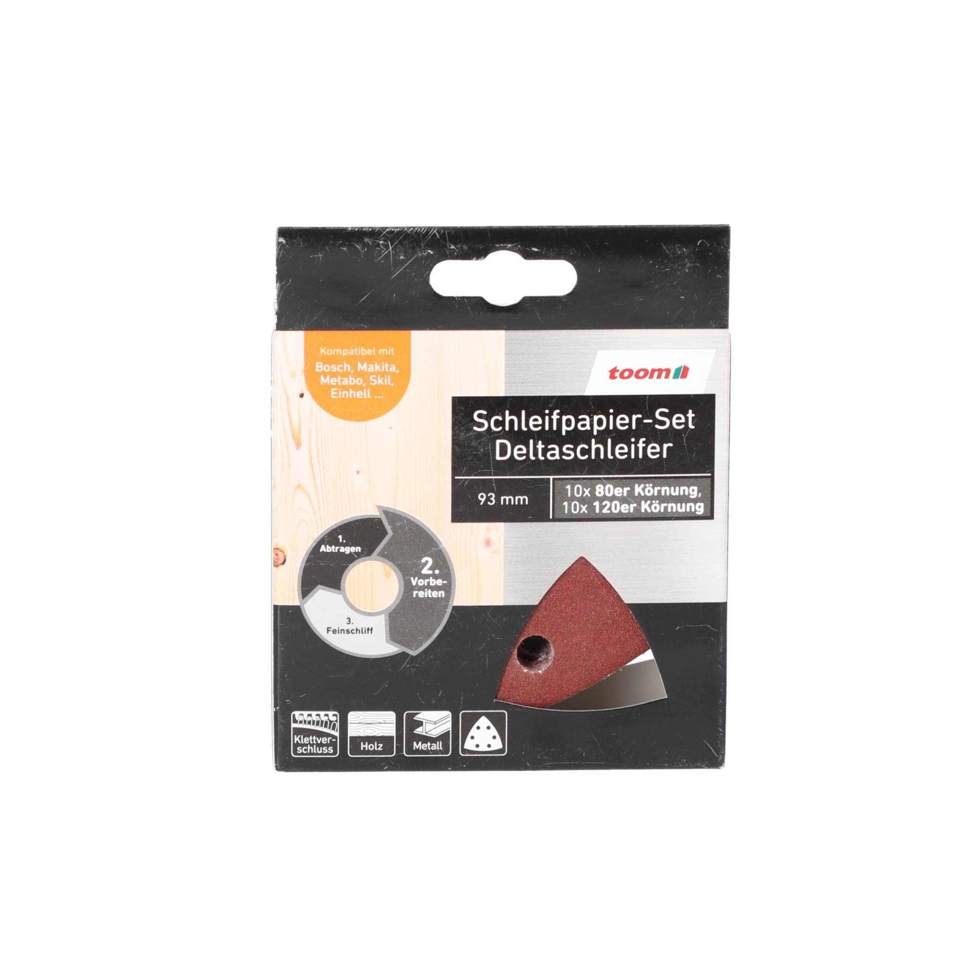 toom Schleifpapier-Set Ø 93 mm, K 80/120, 20 Stück von toom