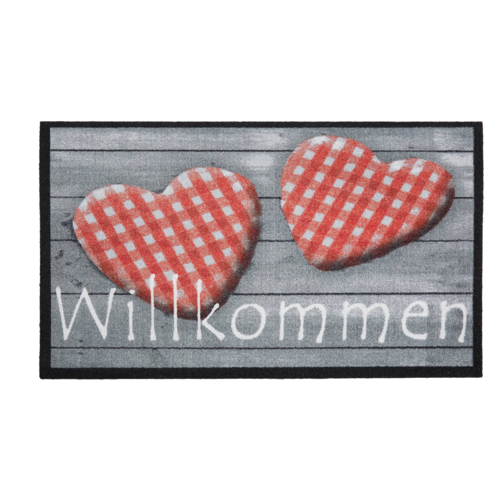 toom Schmutzfangmatte 'Willkommen Hearts' grau 50 x 70 cm von toom