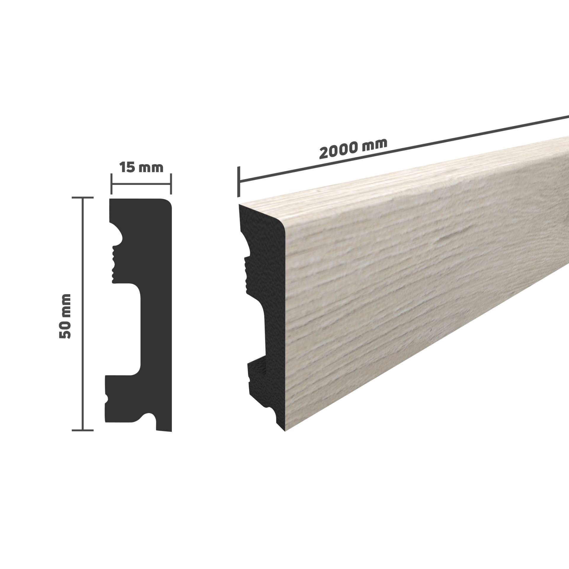 toom Sockelleiste Polareiche weiß 2000 x 50 x 15 mm von toom