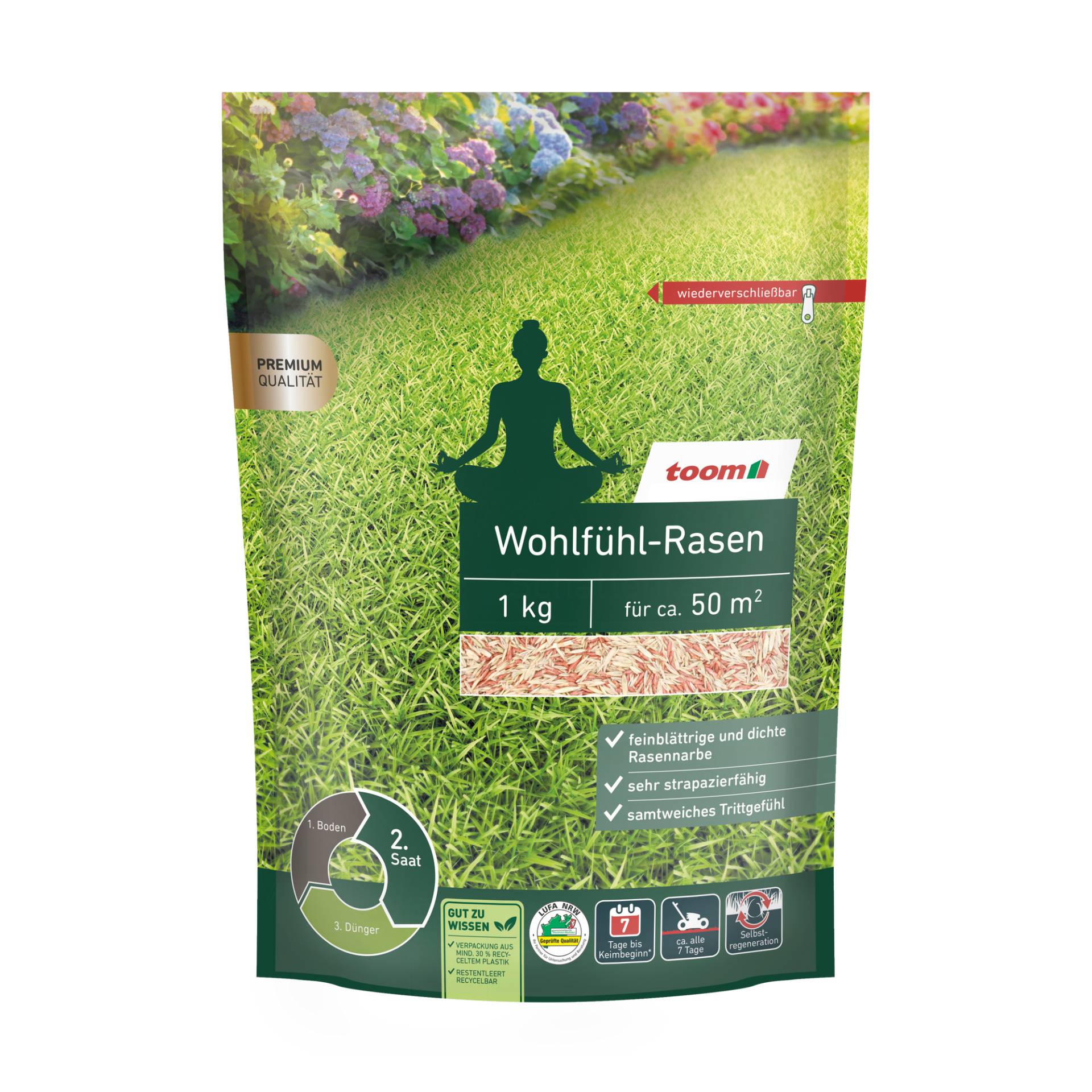 toom Wohlfühl-Rasensaat 'Premium' 1 kg für ca. 50 m² von toom