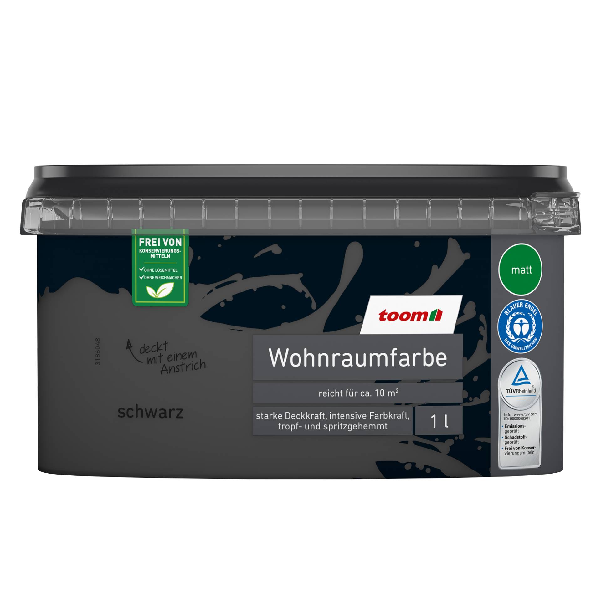 toom Wohnraumfarbe schwarz matt 1 l von toom