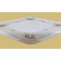 Tischdecke, Mitteldecke, Ecru/Beige-Bunt Stickerei "'hasen''leinenoptik, Ostern von topangebote