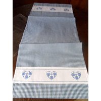 Tischläufer, Blau-Weiss Kariert ..stickerei "Herz" von topangebote