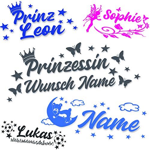 Kinder Motiv Wandtattoos & eigenem Namen - Kinderzimmer Aufkleber mit Wunschnamen - Türaufkleber/Wandaufkleber - Jungen Kindernamen Text nach Wunsch mit Vorschau selbst gestalten von topdesignshop