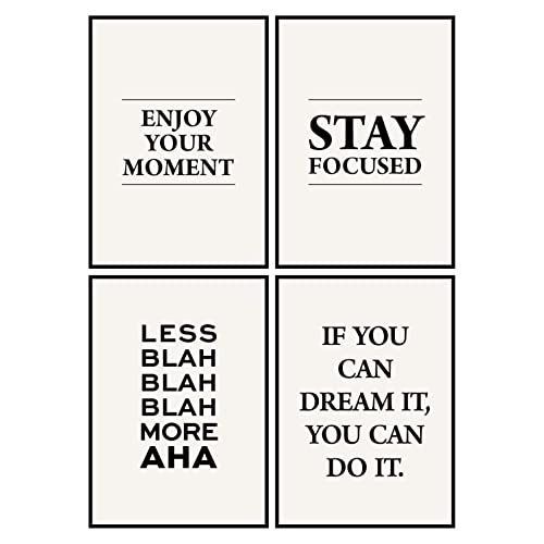 Posterset 4 Poster DIN A4 schwarz weiß Motivation - Affirmationen Schlafzimmer Küche Wandbild Wanddeko mit Spruch Poster Set Affirmationsbilder Inspiration 2 von tosami