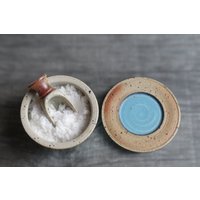 Salznapf Marmeladetopf Honigtopf Keramikdose Schale Mit Flachem Deckel Keramik Salztopf Steinzeug Holzgebrannt Türkis von toscAnna
