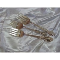 3Er Set Silber Teller Große Aufschnitt Gabeln - Verschiedene Muster Verziert // Vintage Antique Silverware Besteck von totalvintage