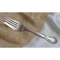 Antike Silber Platte Große Vorlege Gabel - Joan 1896 Muster Mono D Selten Silberbesteck Besteck Erbstück Seltene von totalvintage