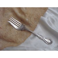 Antike Silber Platte Große Vorlege Gabel - Joan 1896 Muster Mono R Selten von totalvintage