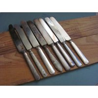 Lot Von 8 Silberplatte Mit Festem Griff Abendessen 9, 25 "Messer - Handwerk | 08A von totalvintage
