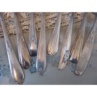 Salatgabeln Silverware Assorted Mismatched Mixed Pattern - 8 Antike Silberplatten Lot // #16G von totalvintage