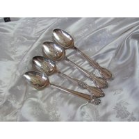 Set Mit 4 Verschiedenen Mustern, Silberplatte, Große Servierlöffel 20, 5 cm - Silberbesteck Besteck // Viele Weitere in Meinem Shop Zur Auswahl von totalvintage