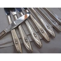 Silver Tulip Messer - Set Mit 8 Silberplatten Hohlgriff Luncheon Grille von totalvintage