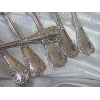 Wau Set Von 6 Silber Teller Servierlöffel - Reed & Barton Sheffield Grapes Muster 1910 // Vintage Antike Besteck Wau Set Von 6 Silber Teller Servierlöffel - Reed & Barton Sheffield Grapes Muster 1910 // Vintage Antike Besteck von totalvintage