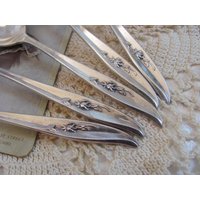 Zauberhaftes Rosenmuster 1963 // Set Of 5 Teelöffel Mit Schöner Silberplatte 16 cm Passend Vintage Antique Silverware Besteck von totalvintage